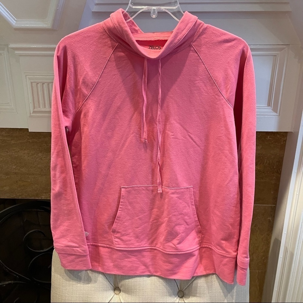 Zelos Women’s Pink Cowl Neck Terry Sweatshirt Sz M